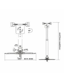 Soporte de Techo para Proyector Aisens CP02TSRE-051/ Giratorio-Inclinable-Extensible/ hasta 20kg