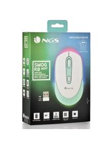 Ratón Inalámbrico por Bluetooth NGS Smog Mint-RB/ Batería recargable/ Hasta 2400 DPI/ Verde Menta