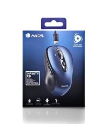 Ratón Inalámbrico por Bluetooth NGS Infinity-RB/ Batería recargable/ Hasta 3200 DPI/ Azul