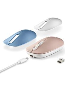 Ratón Inalámbrico por Bluetooth NGS Shell-RB/ Batería recargable/ Hasta 1600 DPI/ Azul/ Blanco/ Rosa