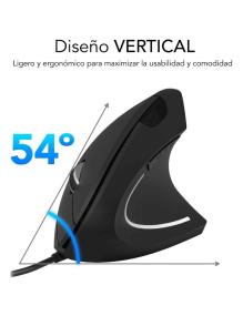 Ratón Ergonómico Subblim Glide Vertical Ergo Wired/ Hasta 1600 DPI/ Negro