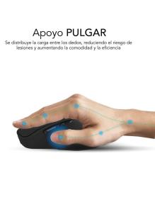 Ratón Ergonómico Inalámbrico por Bluetooth/ 2.4GHz Subblim Comfort Ergo Dual Battery/ Batería recargable/ Hasta 2400 DPI/ Negro