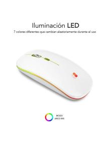 Ratón Inalámbrico por Bluetooth Subblim LED Dual Flat/ Batería recargable/ Hasta 1600 DPI/ Blanco