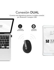 Ratón Ergonómico Inalámbrico por Bluetooth/ 2.4GHz Subblim Nature Vertical Ergo Dual Battery/ Batería Recargable/ Hasta 4000 DPI