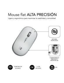 Ratón Mini Inalámbrico Subblim Wireless Mini/ Hasta 1600 DPI/ Plata