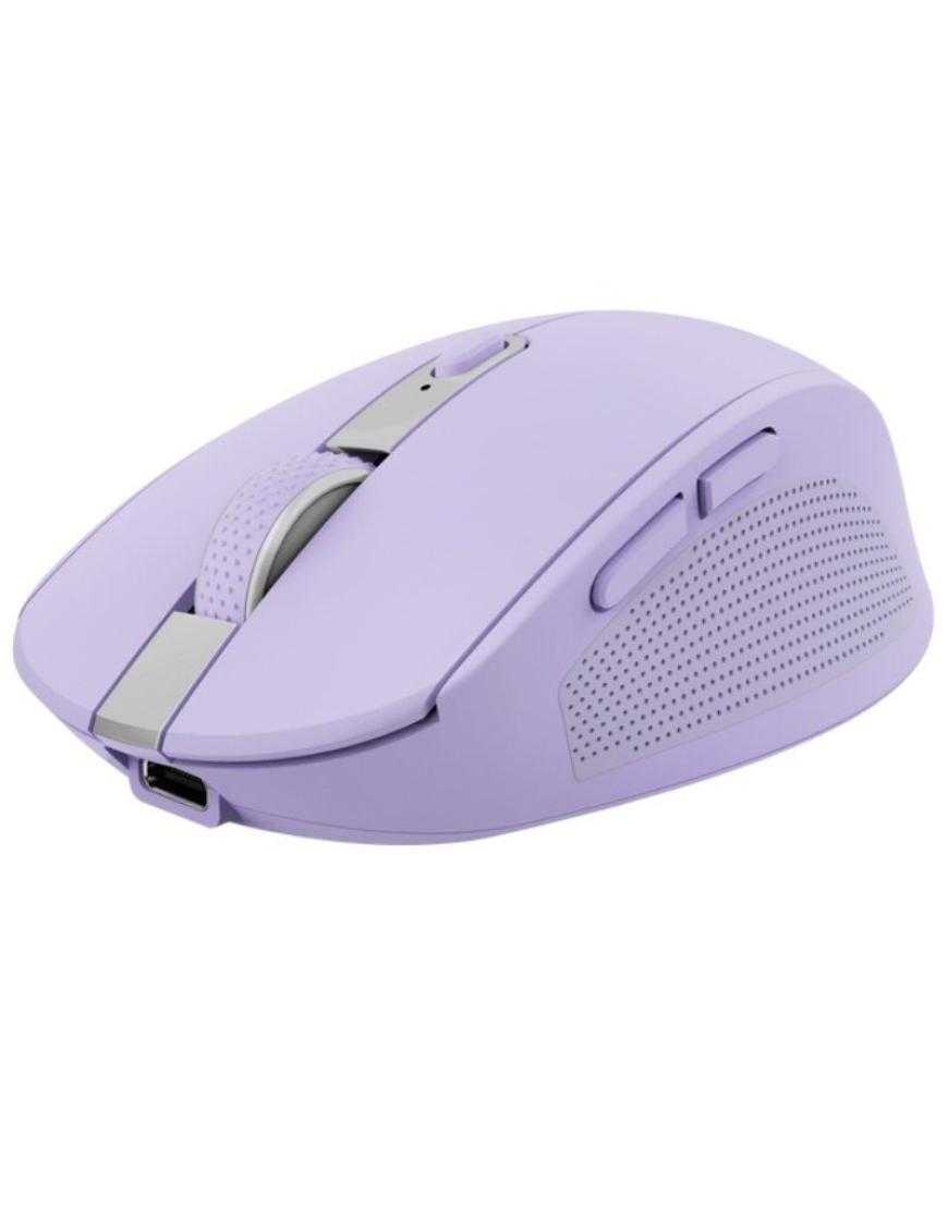 Ratón Inalámbrico por Bluetooth Trust Ozaa Compact Wireless/ Batería recargable/ Hasta 3200 DPI/ Morado