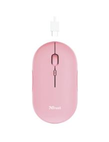 Ratón Inalámbrico por Bluetooth Trust Puck/ Batería recargable/ Hasta 1600 DPI/ Rosa