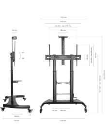 Soporte de Suelo Inclinable con Ruedas y Manivela Aisens FT100TE-123 para TV 60-100'/ hasta 100kg