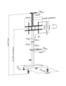 Soporte de Suelo Inclinable/ Giratorio con Ruedas y Manivela Aisens FT70TE-169 para TV 37-70'/ hasta 50kg