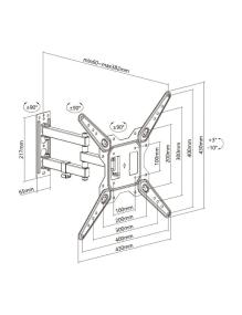 Soporte de Pared Giratorio/ Inclinable/ Aisens WT55TSE-153 para TV de 23-55'/ hasta 30kg