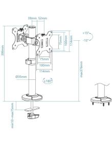 Soporte para 2 Monitores TooQ DB1132TN-B/ hasta 8kg