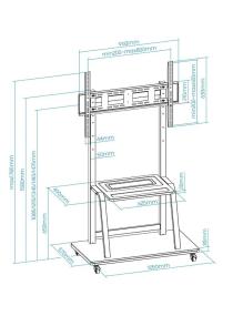 Soporte de Suelo Ajustable con Ruedas TooQ FS20101M-B para TV de 37-100'/ hasta 150kg