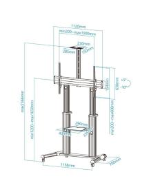 Soporte de Suelo Inclinable/ Ajustable con Ruedas TooQ FS20300M-B para TV de 60-100'/ hasta 100kg