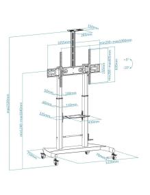 Soporte de Suelo con Ruedas Inclinable/ Nivelable TooQ FS20404HM-B para TV de 60-100'/ hasta 100kg