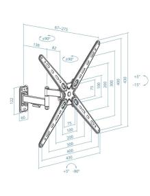 Soporte de Pared Extensible/ Giratorio/ Inclinable TooQ LP1356TN-B para TV de 13-55'/ hasta 25kg