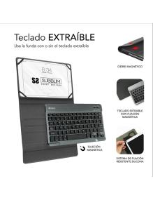 Funda con Teclado Subblim Keytab Pro Bluetooth para Tablets de 10.1'-10.8'/ Negra