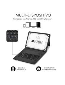 Funda con Teclado Subblim Keytab Pro Bluetooth para Tablets de 9'-11'/ Marmol Blanco