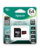 Tarjeta de Memoria Apacer 64GB XC UHS 1 con Adaptador/ Clase 10/ 85MBs