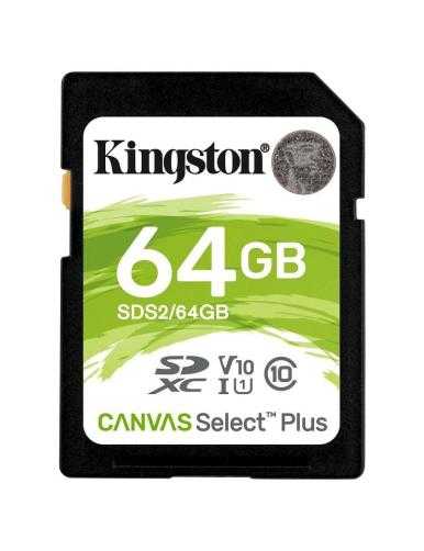 Tarjeta de Memoria Kingston CANVAS Select Plus 64GB SD XC/ Clase 10/ 100MBs