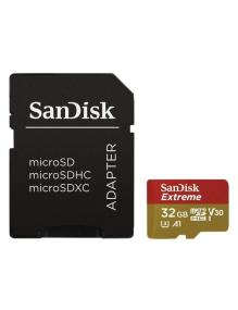 Tarjeta de Memoria SanDisk Extreme 32GB microSD HC UHS-I con Adaptador/ Clase 10/ 100MBs