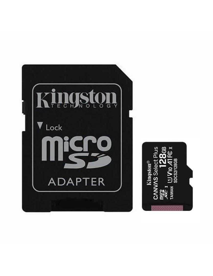 Tarjeta de Memoria Kingston CANVAS Select Plus 128GB microSD XC con Adaptador/ Clase 10/ 100MBs