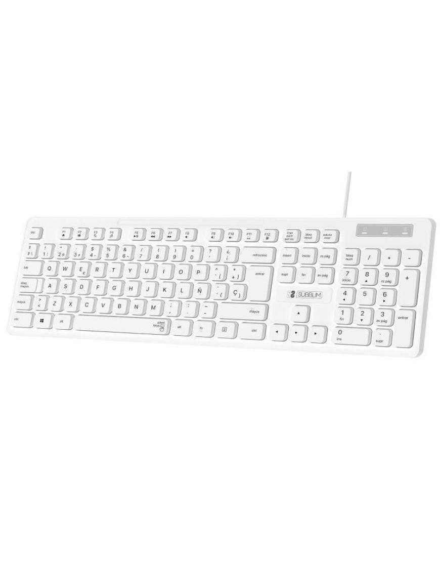 Teclado Subblim Business Slim Silencioso/ Blanco