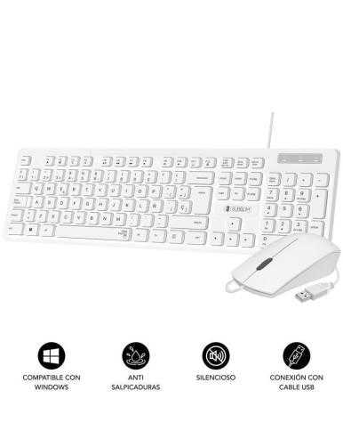 Teclado y Ratón Subblim Combo Business Slim Silencioso/ Blanco