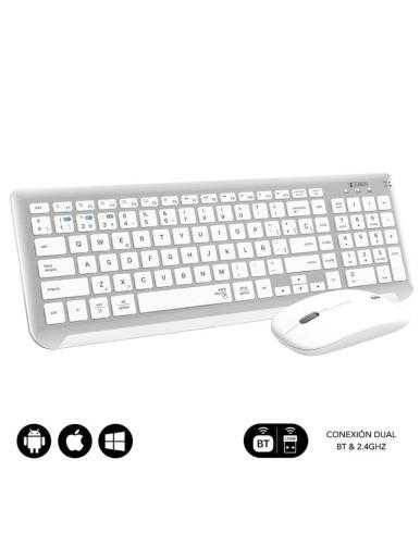 Teclado y Ratón Inalámbrico Subblim Combo Dual Prestige Extendido/ Blanco y Plata