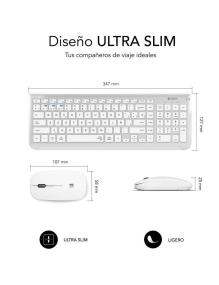 Teclado y Ratón Inalámbrico Subblim Combo Dual Prestige Extendido/ Blanco y Plata