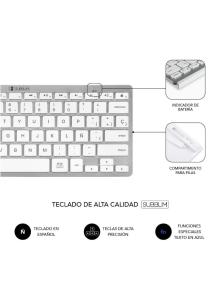 Teclado y Ratón Inalámbrico Subblim OCO010 Combo Multidispositivo Compacto/ Plata