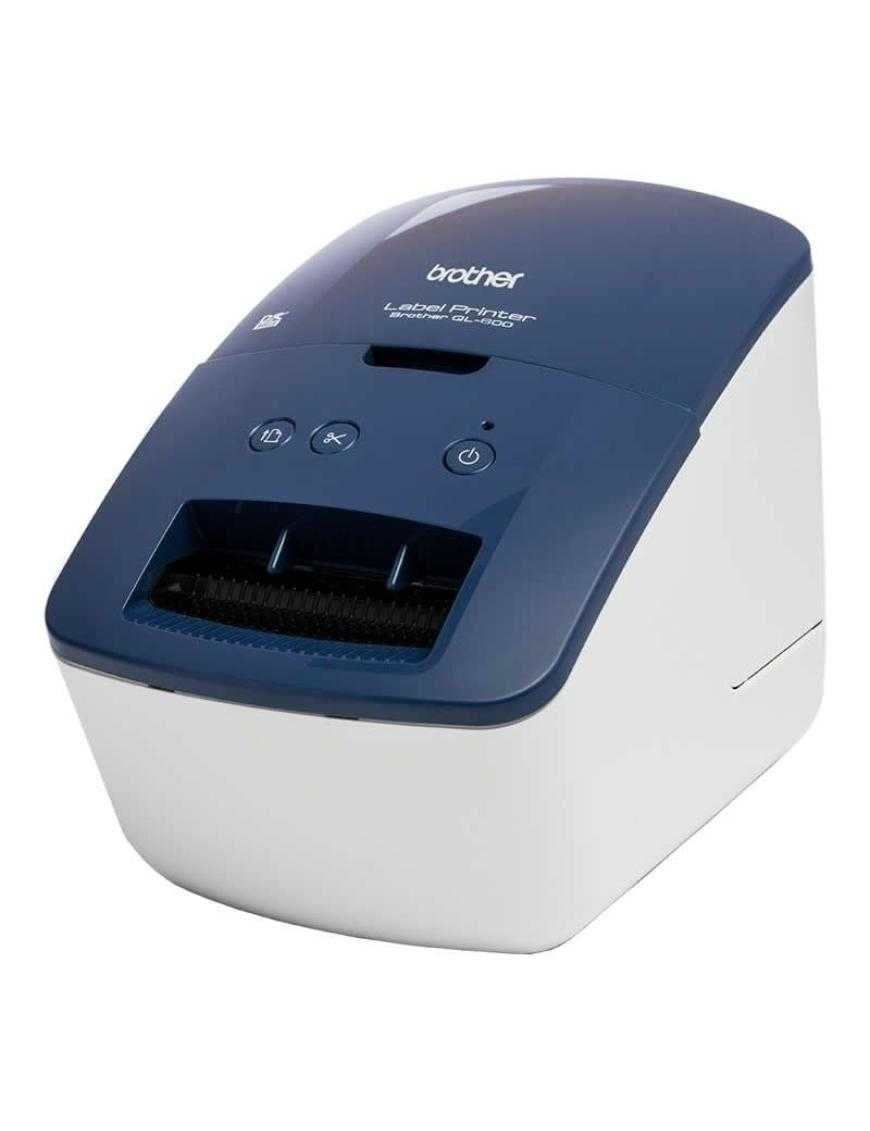 Impresora de Etiquetas Brother QL-600B/ Térmica/ Ancho etiqueta 62mm/ USB/ Azul y Blanca