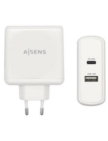 Cargador de Pared Aisens ASCH-2PD45A-W/ 1xUSB Tipo-C/ 1x USB/ 57W