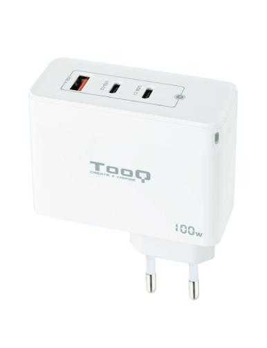 Cargador de Pared TooQ TQWC-GANQC2PD100W/ 2xUSB Tipo-C/ 1xUSB/ 100W