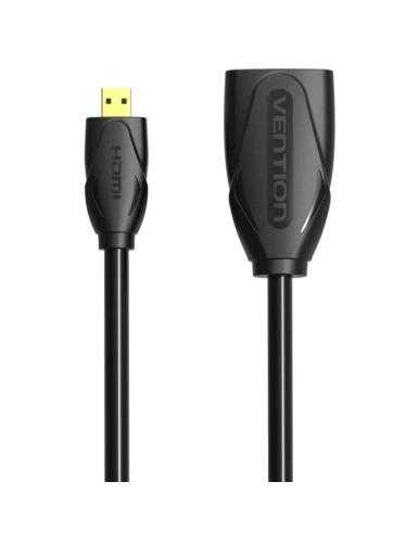 Cable Alargador Micro HDMI 4K Vention ABBBF/ Micro HDMI Macho - HDMI Hembra/ 1m/ Negro