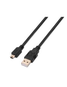 Cable USB 2.0 Aisens A101-0023/ USB Macho - USB Mini Macho/ Hasta 2.5W/ 60Mbps/ 50cm/ Negro