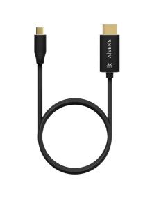 Cable Conversor Aisens A109-0711/ USB Tipo-C Macho/ HDMI 8K Macho/ Hasta 27W/ 6000Mbps/ 1m/ Negro