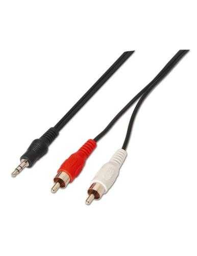 Cable Estéreo Aisens A128-0147/ Jack 3.5 Macho - 2x RCA Macho/ Hasta 0.1W/ 1.5m/ Negro