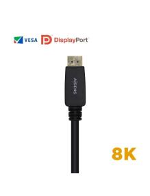 Cable DisplayPort 1.4 8K Aisens A149-0433/ DisplayPort Macho - DisplayPort Macho/ 3m/ Certificado/ Negro