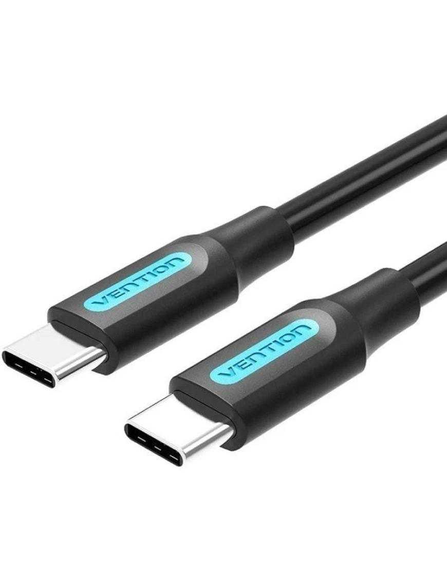 Cable USB 2.0 Tipo-C Vention COSBI/ USB Tipo-C Macho - USB Tipo-C Macho/ Hasta 60W/ 480Mbps/ 3m/ Negro