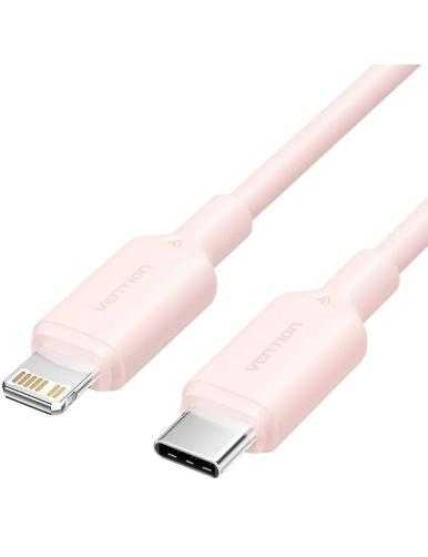 Cable USB 2.0 Tipo-C Lightning Vention LAKPH/ USB Tipo-C Macho - Lightning Macho/ Hasta 27W/ 480Mbps/ 2m/ Rosa