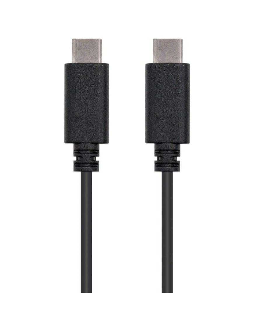 Cable USB 2.0 Tipo-C Nanocable 10.01.2301/ USB Tipo-C Macho - USB Tipo-C Macho/ 1m/ Negro