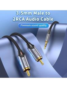 Cable Audio Vention BCNBG/ 2x RCA Macho - Jack 3.5 Macho/ 1.5m/ Gris