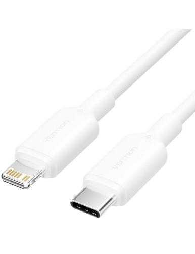 Cable USB 2.0 Tipo-C Lightning Vention LAKWH/ USB Tipo-C Macho - Lightning Macho/ Hasta 27W/ 480Mbps/ 2m/ Blanco
