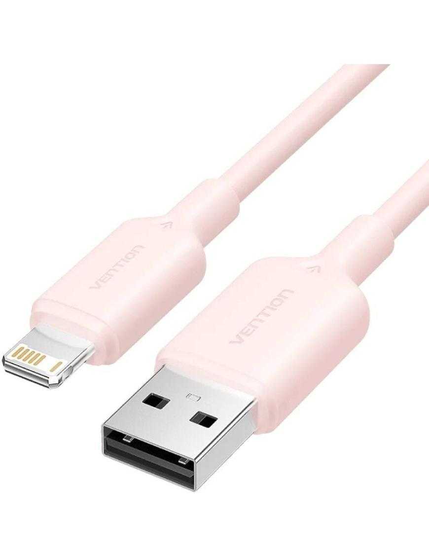 Cable USB 2.0 Lightning Vention LAMPF/ USB Macho - Lightning Macho/ 480Mbps/ 1m/ Rosa