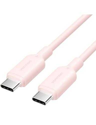 Cable USB 2.0 Tipo-C 3A Vention TRCPF/ USB Tipo-C Macho - USB Tipo-C Macho/ Hasta 60W/ 480Mbps/ 1m/ Rosa