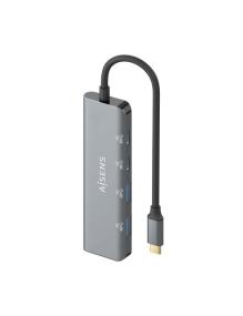 Hub USB Tipo-C Aisens A109-0763/ 2xUSB/ 2xUSB Tipo-C/ Gris