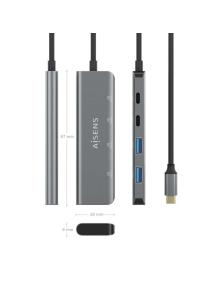 Hub USB Tipo-C Aisens A109-0763/ 2xUSB/ 2xUSB Tipo-C/ Gris