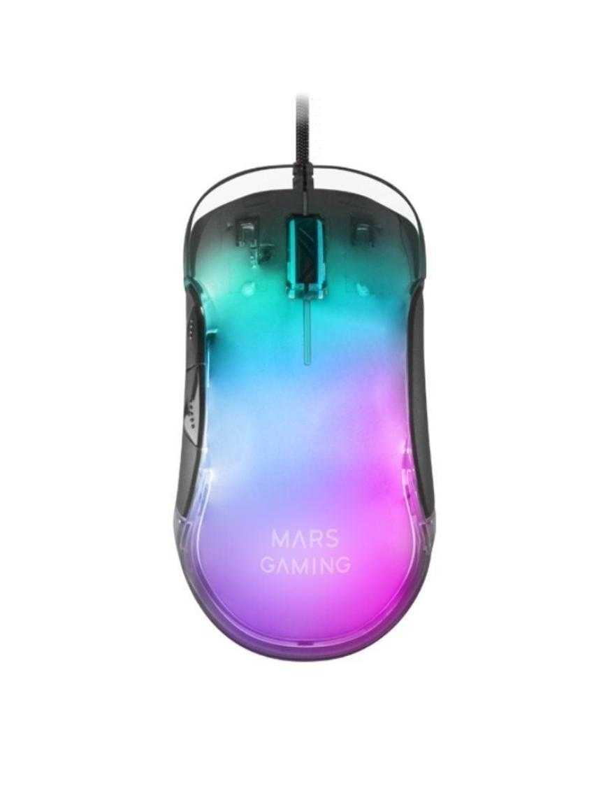 Ratón Gaming Mars Gaming MMGLOW/ Hasta 12800DPI/ Negro