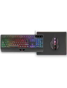 Pack Gaming Mars Gaming MCP124/ Teclado H-MECH + Ratón Óptico + Alfombrilla/ Negro