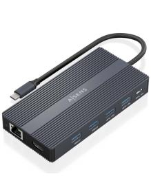 Docking USB Tipo-C Aisens ASUC-12P017-GR/ 2xHDMI/ 4xUSB/ 1xUSB Tipo-C/ 1xRJ45/ 1xDisplayPort/ 1xLector Tarjetas/ 1xUSB Tipo-C PD